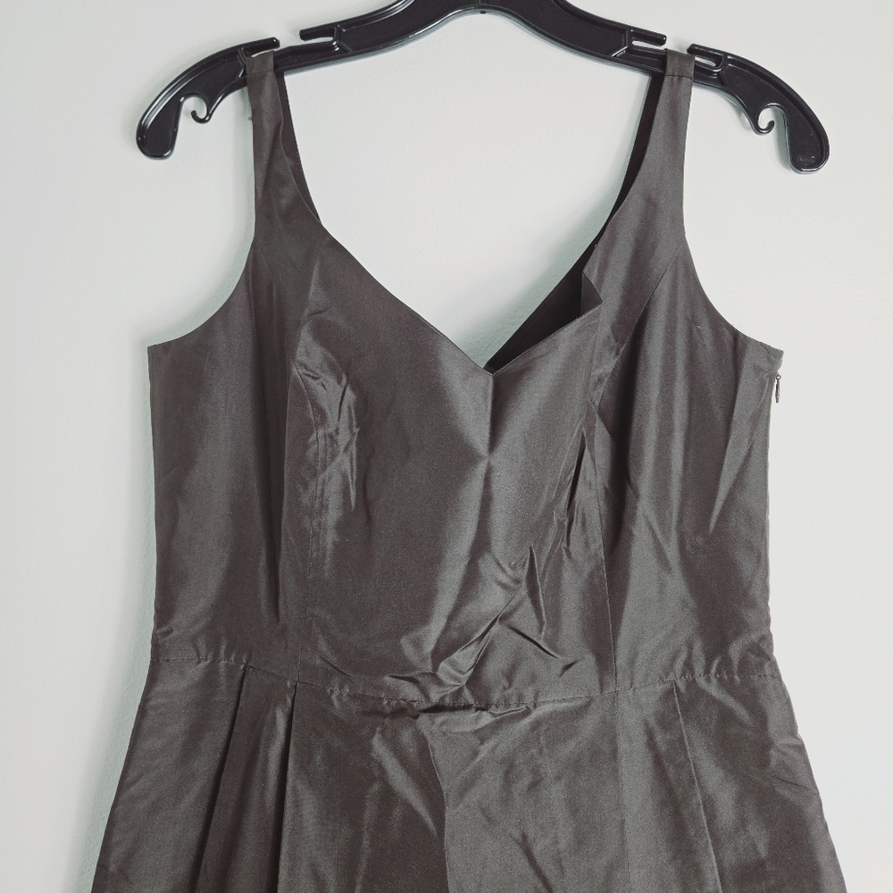 Ann Taylor Brown Fit And Flare Sleeveless Knee Length Silk Dress - Picture 2 of 7